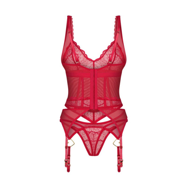 Cupide Desir corset et string - Rouge
