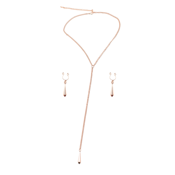 Bijoux de corps avec pinces tétons et collier goutte doré rose