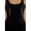 Bijoux de seins 3 chaînettes doré rose avec perle nacrée