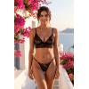 String Noir Dentelle & Chaîne Dorée avec Bijou – Réglable