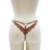 String Taupe Dentelle & Bijou Cœur Doré – Réglable