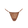 String Taupe Dentelle & Bijou Cœur Doré – Réglable
