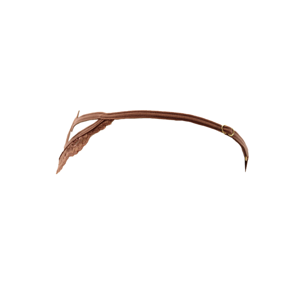 String Taupe Dentelle & Bijou Cœur Doré – Réglable