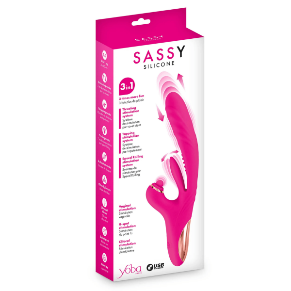 Vibromasseur Rabbit 3-en-1 Sassy Yoba – Va-et-vient, Tapotements  Rotation Clitoridienne