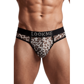 String Homme en Résille Imprimé Léopard Gris – Lookme