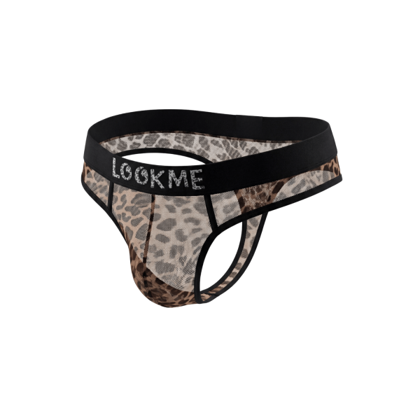String Homme en Résille Imprimé Léopard Gris – Lookme
