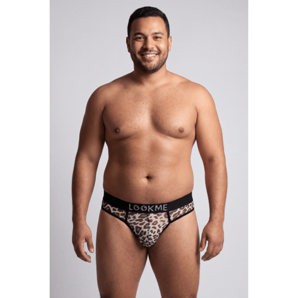 String Homme en Résille Imprimé Léopard Gris – Lookme