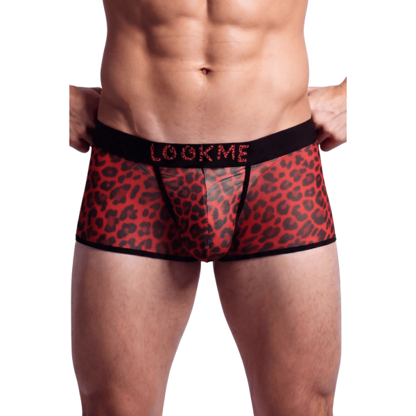 Boxer résille léopard rouge transparent Lookme