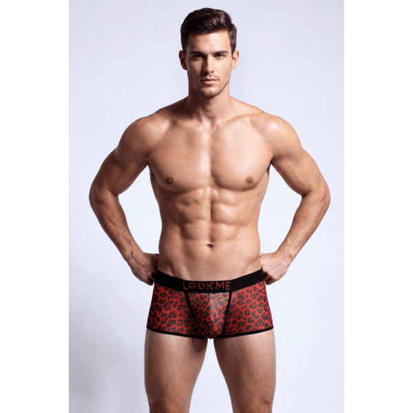 Boxer résille léopard rouge transparent Lookme