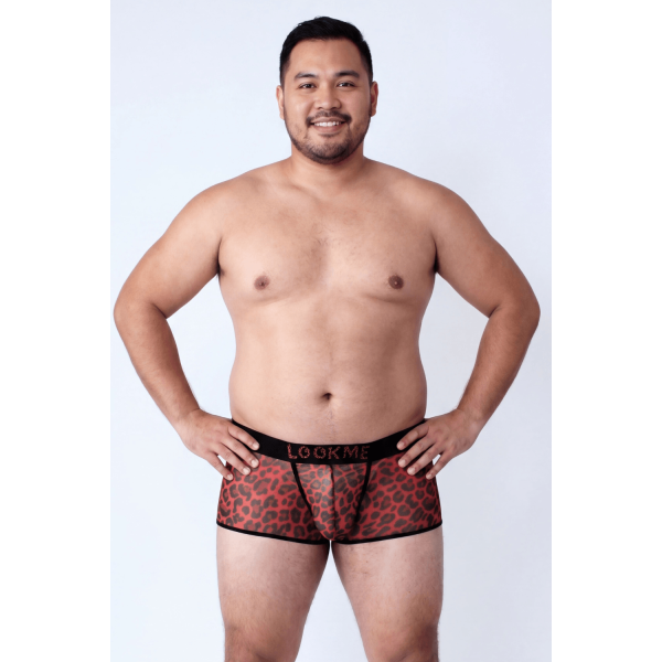 Boxer résille léopard rouge transparent Lookme