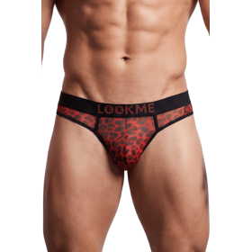String Homme Résille Léopard Rouge – Lookme