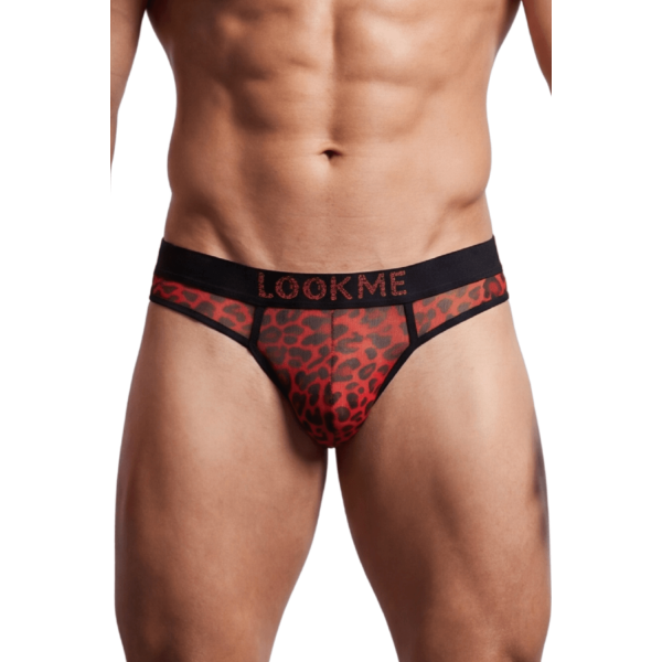 String Homme Résille Léopard Rouge – Lookme