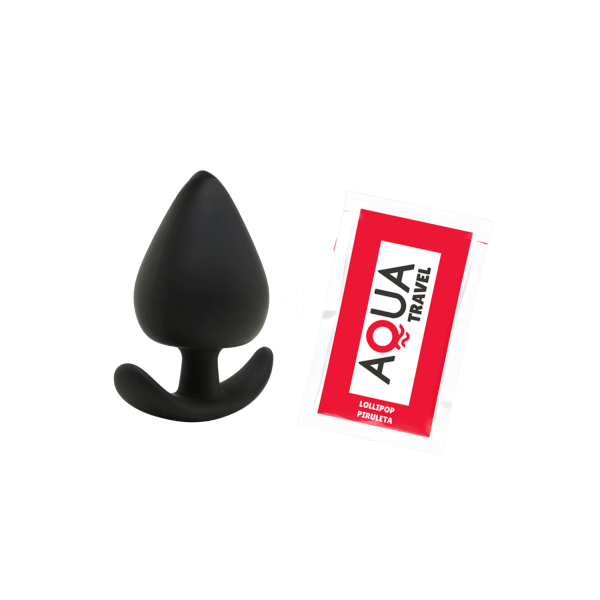 Plug Anal Silicone Noir XS Pocket Pleasure  1 dosette de lubrifiant
