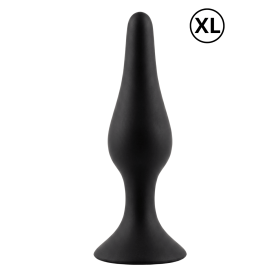 Plug Anal Noir en Silicone XL avec Ventouse Taille XL 15 cm Pocket Pleasure  1 dosette de lubrifiant