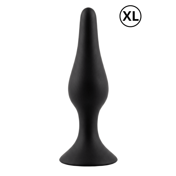 Plug Anal Noir en Silicone XL avec Ventouse Taille XL 15 cm Pocket Pleasure  1 dosette de lubrifiant