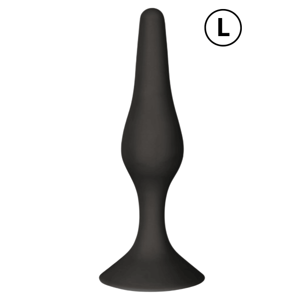 Plug Anal Noir en Silicone L avec Ventouse Taille L 12,7 cm Pocket Pleasure  1 dosette de lubrifiant