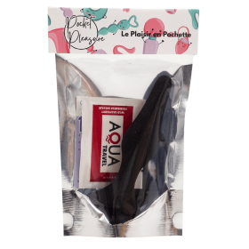 Plug Anal Noir en Silicone L avec Ventouse Taille L 12,7 cm Pocket Pleasure  1 dosette de lubrifiant