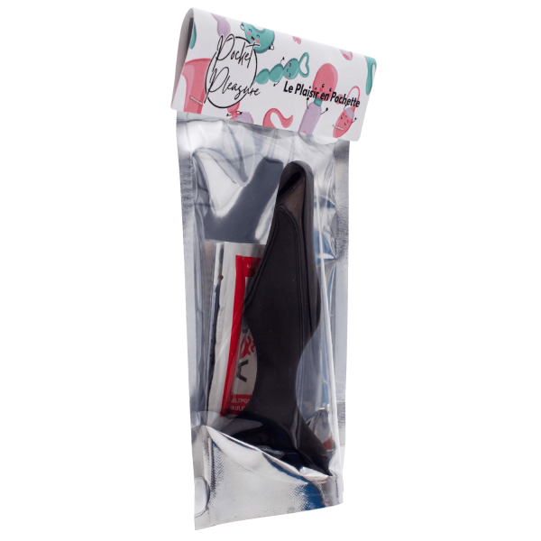 Plug Anal Noir en Silicone L avec Ventouse Taille L 12,7 cm Pocket Pleasure  1 dosette de lubrifiant