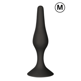 Plug Anal Noir en Silicone M avec Ventouse Taille M 11,3 cm Pocket Pleasure  1 dosette de lubrifiant