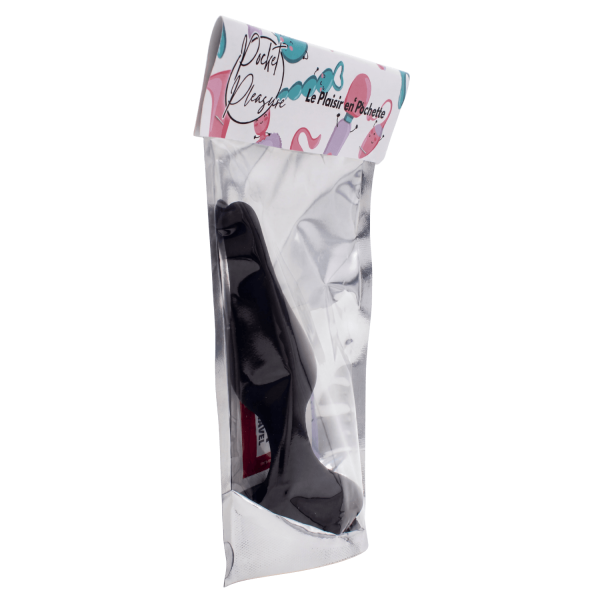 Plug Anal Noir en Silicone M avec Ventouse Taille M 11,3 cm Pocket Pleasure  1 dosette de lubrifiant