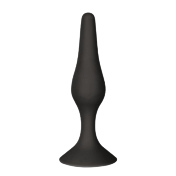 Plug Anal Noir en Silicone M avec Ventouse Taille M 11,3 cm Pocket Pleasure  1 dosette de lubrifiant