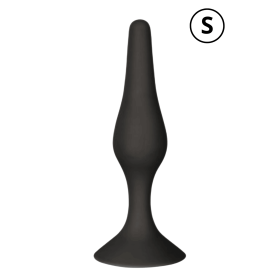 Plug Anal Noir en Silicone S avec Ventouse Taille S 10,5 cm Pocket Pleasure  1 dosette de lubrifiant