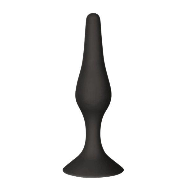 Plug Anal Noir en Silicone S avec Ventouse Taille S 10,5 cm Pocket Pleasure  1 dosette de lubrifiant