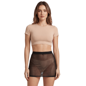 Jupe noire en résille transparente Maya
