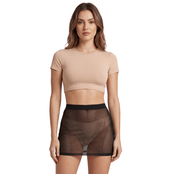 Jupe noire en résille transparente Maya