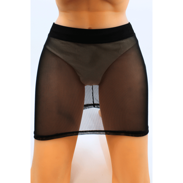 Jupe noire en résille transparente Maya