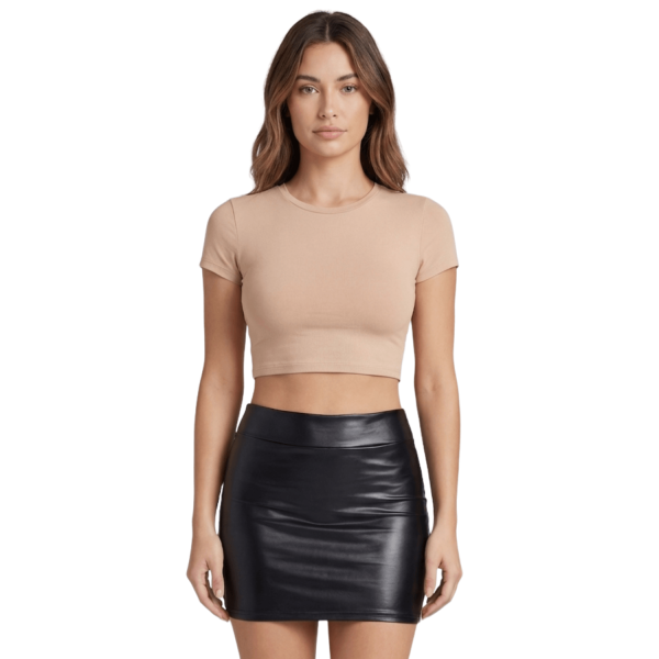Jupe noire en simili cuir mat Sifia