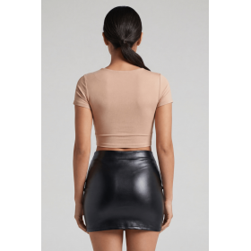 Jupe noire en simili cuir mat Sifia