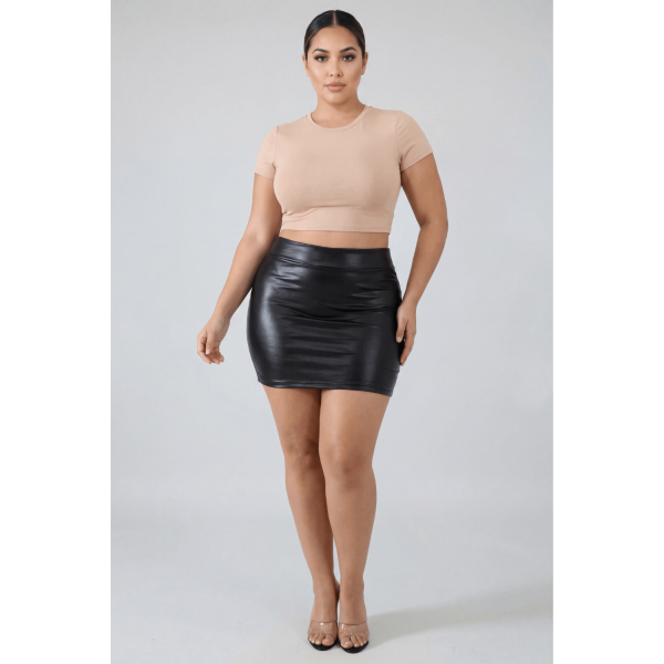 Jupe noire en simili cuir mat Sifia