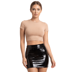 Jupe noire en simili cuir avec zip Lara