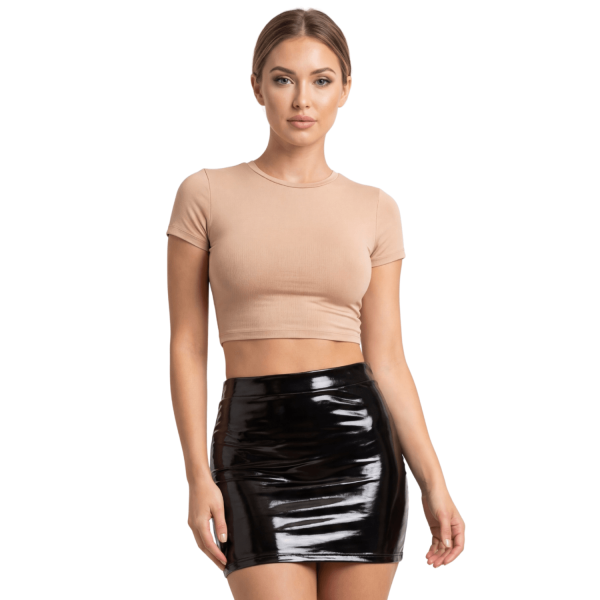 Jupe noire en simili cuir avec zip Lara