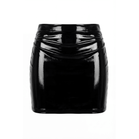 Jupe noire en simili cuir avec zip Lara