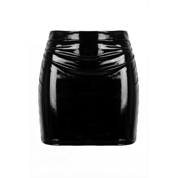Jupe noire en simili cuir avec zip Lara