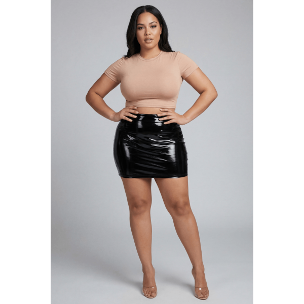 Jupe noire en simili cuir avec zip Lara