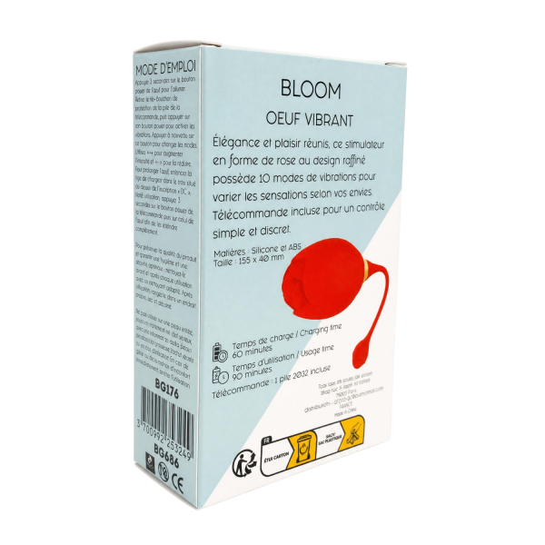 BLOOM — Oeuf Vibrant Télécommandé 10 Modes |Coeur Ardent