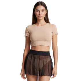 Mini jupe noire en résille transparente Stella