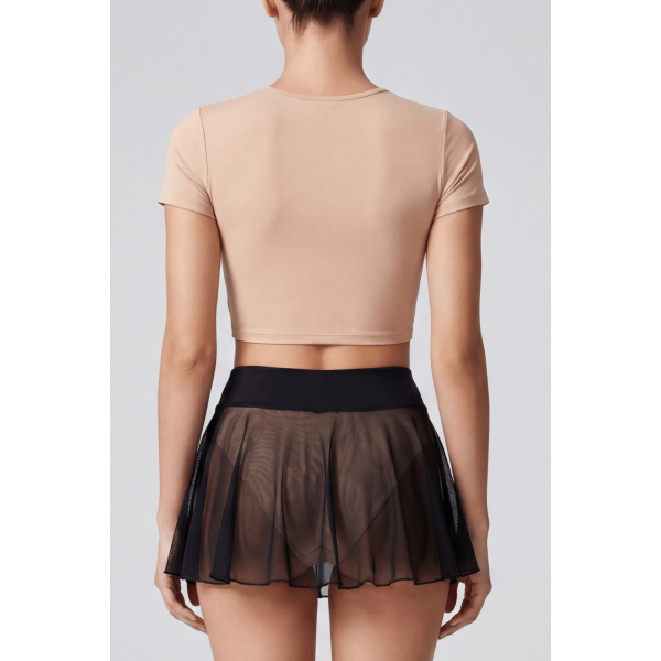 Mini jupe noire en résille transparente Stella