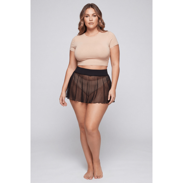 Mini jupe noire en résille transparente Stella