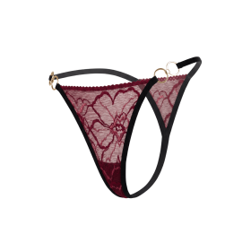 String Bordeaux en Dentelle & Anneaux Dorés Détachables