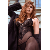 Nuisette transparente noire en résille et dentelle avec string - Mapalé