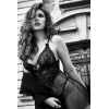 Nuisette transparente noire en résille et dentelle avec string - Mapalé