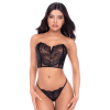 Ensemble 2 pièces bustier en dentelle et string noir - Mapalé