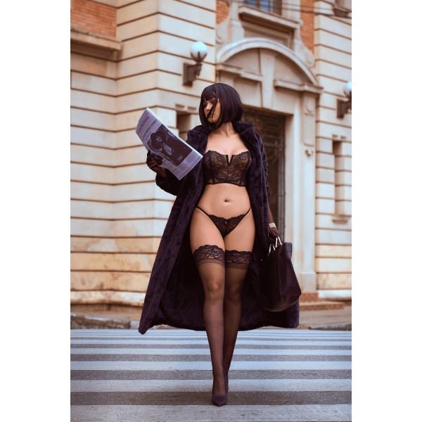 Ensemble 2 pièces bustier en dentelle et string noir - Mapalé