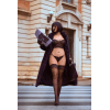 Ensemble 2 pièces bustier en dentelle et string noir - Mapalé