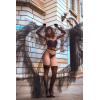 Ensemble 2 pièces bustier en dentelle et string noir - Mapalé