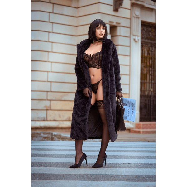 Ensemble 2 pièces bustier en dentelle et string noir - Mapalé
